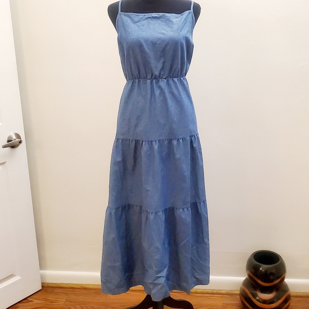 Grace Karin Light Blue Tiered Spaghetti Strap Maxi Dress